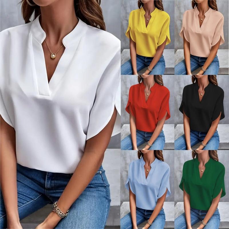 Funlingo Women's Cap Sleeve V Neck Tops Dressy Casual Chiffon Blouses Summer Work Shirts for Business 2026