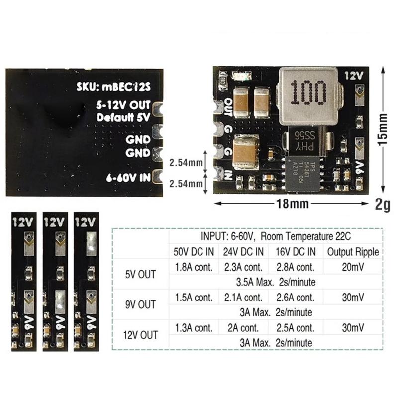 6-60V Input to 5V 9V 12V Adjustable BEC StepDown Module with OCP Protections for 12s FPV Racing Drones