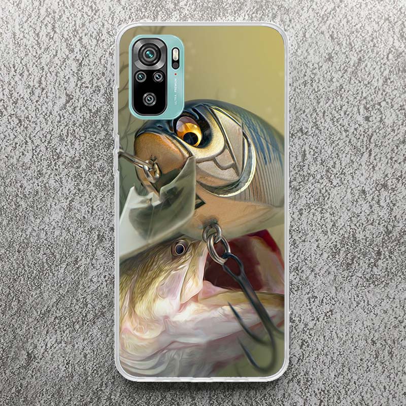 Carp Fish Fishing Rod Hook Print Soft Case for Xiaomi Redmi Note 14 13 12S 11S Phone Shell 10 Pro Plus 11E 11T 12 11 10S 5G Cove