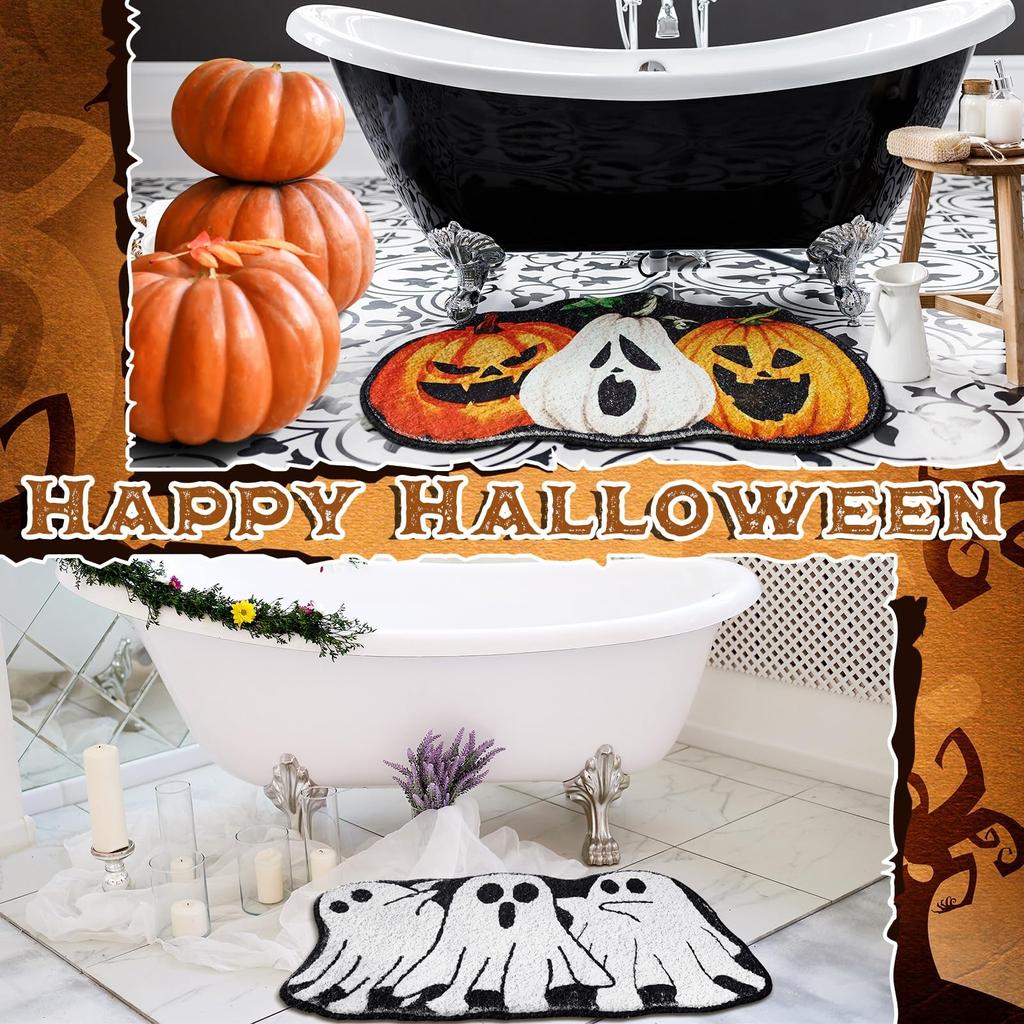 2 шт. коврика на Хэллоуин 14 дюймов X 24 дюйма, стеганые, нескользящие, для ванной комнаты, входной двери, гостиной, коврики