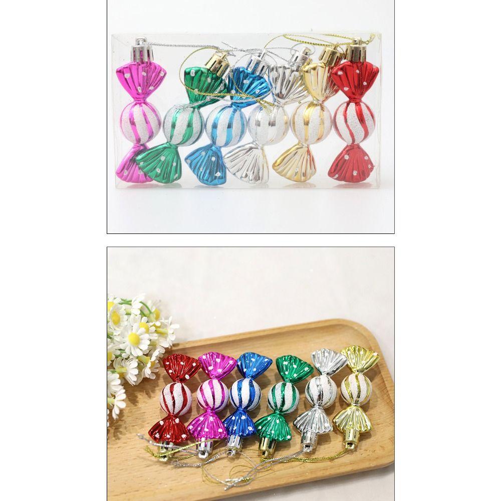 6pcs Multicolor Red Gold Christmas Hanging Decoration Candy Xmas Ornament Ball Xmas Baubles