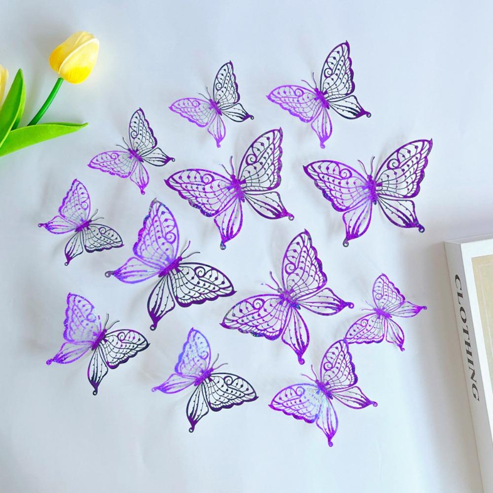 12 шт./набор красочных 3D-бабочки, настенный декор, сделай сам, имитация бабочек, украшения для дома