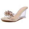 New Fashion Womens Slippers Transparent Sexy Sandals Round Toe Fish Mouth Heels Party Shoes Crystal Pumps for Womendf456
