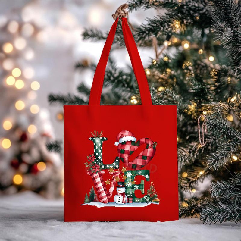 Christmas Christmas Printed Canvas Bag Large Capacity Casual Trend Student Shoulder Bag Tote Bag