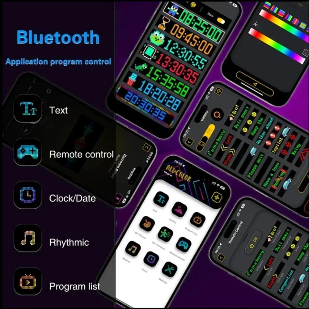 Гибкая светодиодная матричная пиксельная панель USB DIY Программируемый RGB Анимационный дисплей Bluetooth APP Рекламная вывеска для заднего стекла автомобиля