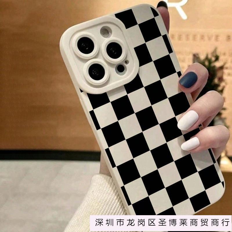 Черно-белая клетка подходит для чехла на телефон Apple 17promax iPhone16/15 ангельский глаз 14 противоударный 13pro