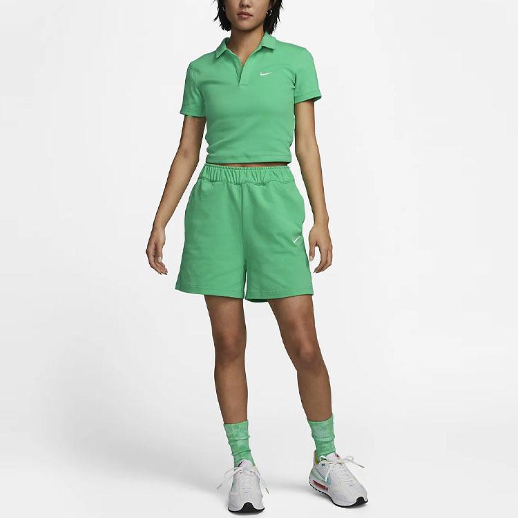 Nike Шорты женские однотонные с высокой талией и логотипом, зеленые DM6729-363