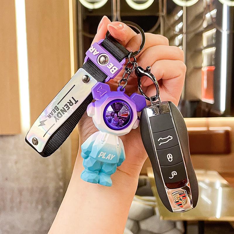 Брелок с медведем в виде градиентной молнии: Креативная подвеска для школьных сумок и подарков