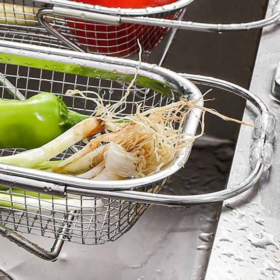 Sink Drainer Basket Stainless Steel Expandable Sink Colander Strainer Basket for Vegetables Fruits Pasta Dishes