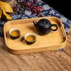 Bamboo Wooden Rectangular Round Tea Tray with Handle Solid Wood Tray Serving Tray Kung Fu Tea Cup Tray Wooden Hotel Dinner Plate