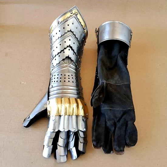 Armor Pair Brass Accents Gauntlet Gloves Medieval Knight Crusader Steel Gauntlet Largest Best Gift