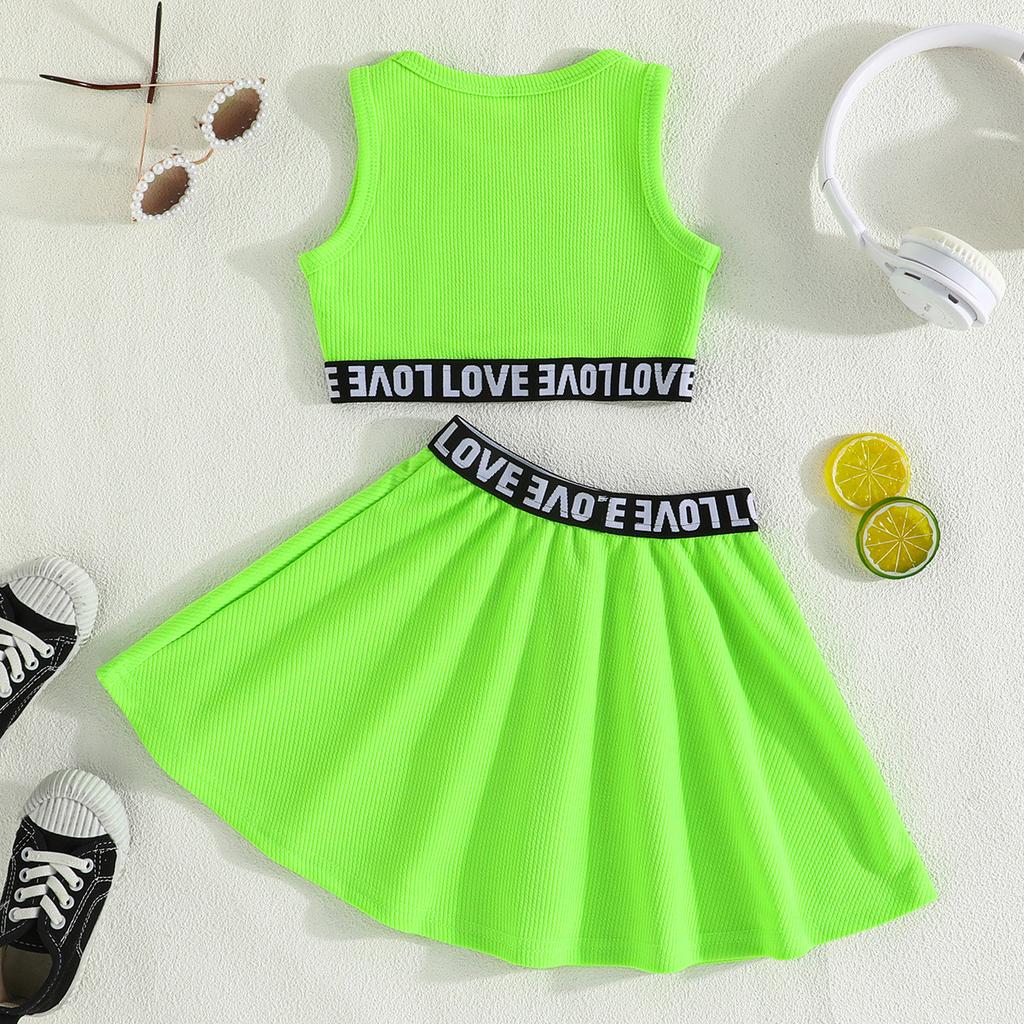 New Kids 3-7Y Summer Clothing Beach Style Girl's Suit Skirt Sweet Sports Style Skirt Suit