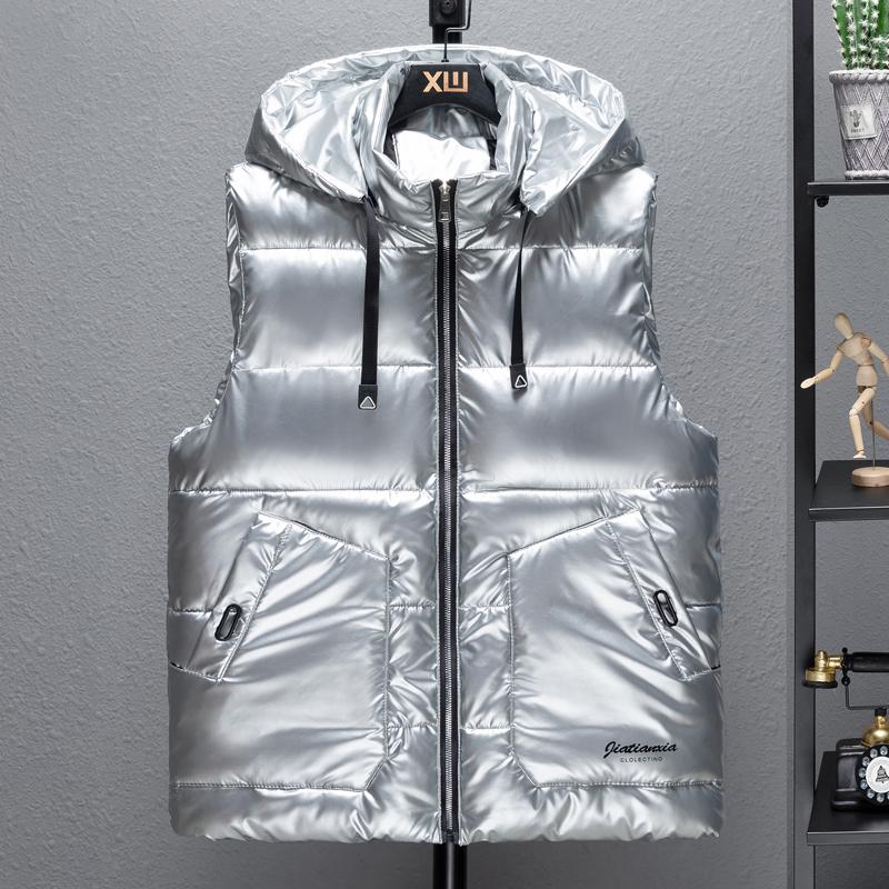Плюс размер S-6XL зимняя мужская куртка без рукавов с капюшоном повседневный толстый теплый жилет для мужчин верхняя одежда