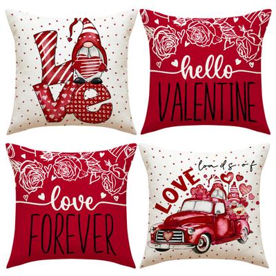 Подушка ко Дню святого Валентина, Простой и универсальный набор, Наволочка, Красная подушка для дивана с принтом букв LOVE