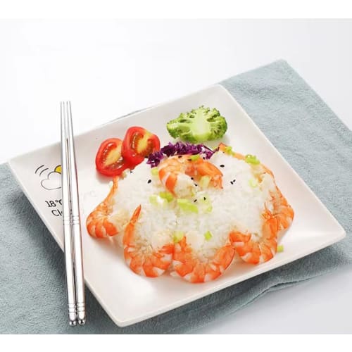 KXLCGYK Korean Metal Chopsticks Set, 5 Pairs, 18-8 Stainless Steel, 22.5cm Square Chopsticks, Lightweight, Hollow Chopsticks, Non-Slip, Silver, Dishwa