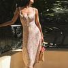 European and American Summer Vacation Style Sweet and Fashionable Lace Camisole Floral Dress