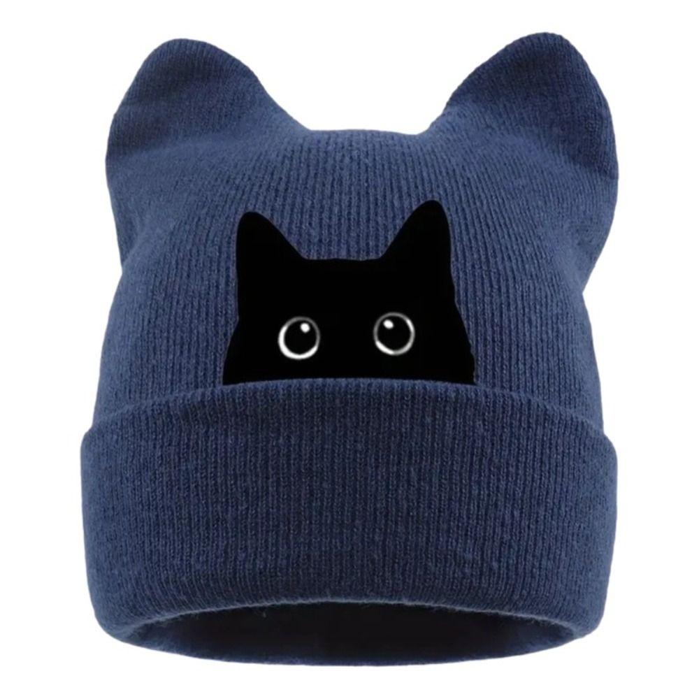 Y2K Harajuku Cat Ear Beanie Hat Knit Pullover Hat Fashion Winter Knit Hat Spring Autumn Winter