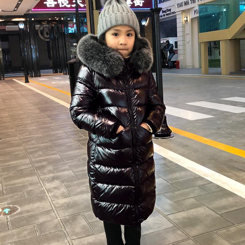 -30 Degrees Warm Down Jacket For Girls Fox Fur Kids Girls Winter Jacket Coat Children Boys Outerwear