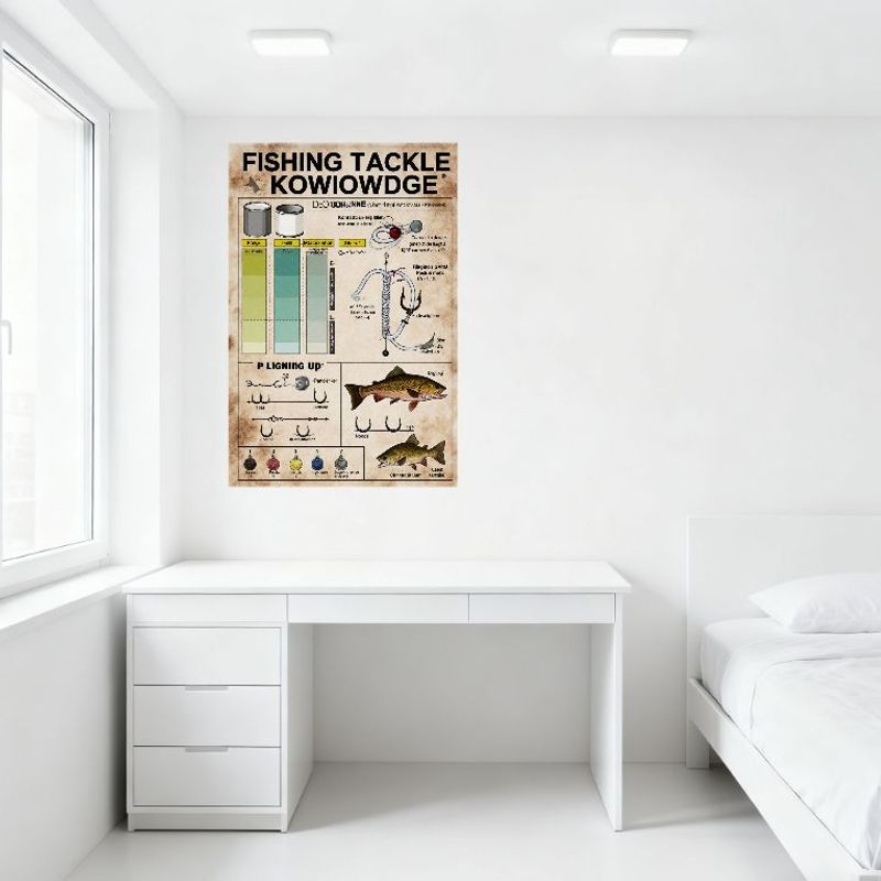 Винтажная табличка из металла - Знания о рыболовных снастях, узлы, леска, крючок, грузило, руководство, ретро-постер для мужской комнаты, бара, домашнего декора