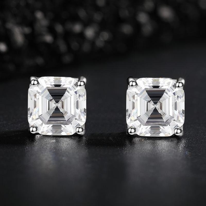 Gica Gema 925 Sterling Silver 7 * 7 Square Morsonite Classic Hot Selling Stud Earrings For Women Fine Temperament Jewelry Gift To Mother's Day