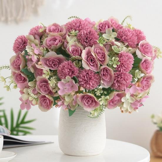 Искусственный цветок розы со стеблем, реалистичный центральный элемент для домашнего офиса, свадебный искусственный