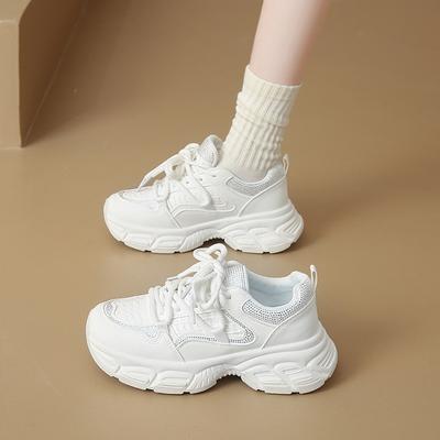 Модные кроссовки CRLAYDK на массивной подошве для женщин, платформа, модная повседневная обувь, танкетка, папины кроссовки для ходьбы, спорта, тренировок, тенниса, сетчатые кроссовки на шнуровке