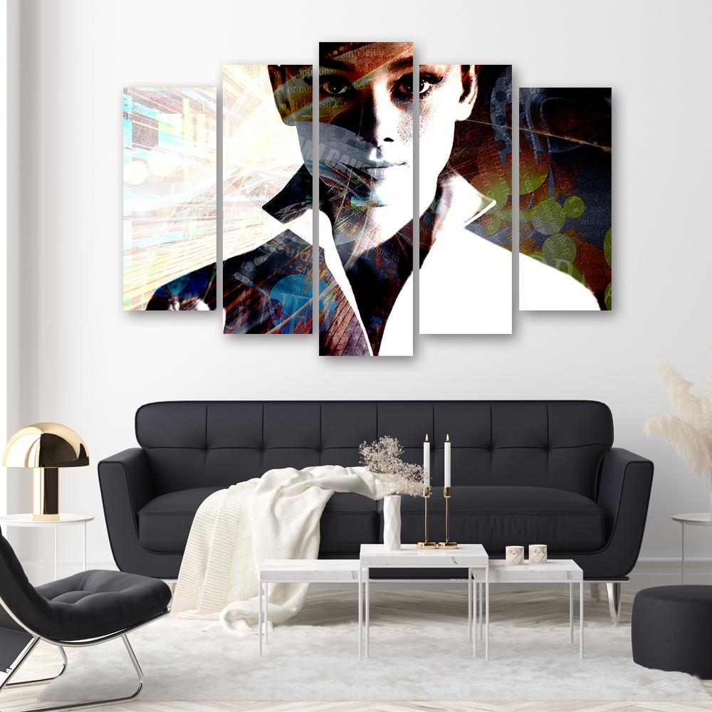 Five Piece Picture Canvas Print Audrey Hepburn