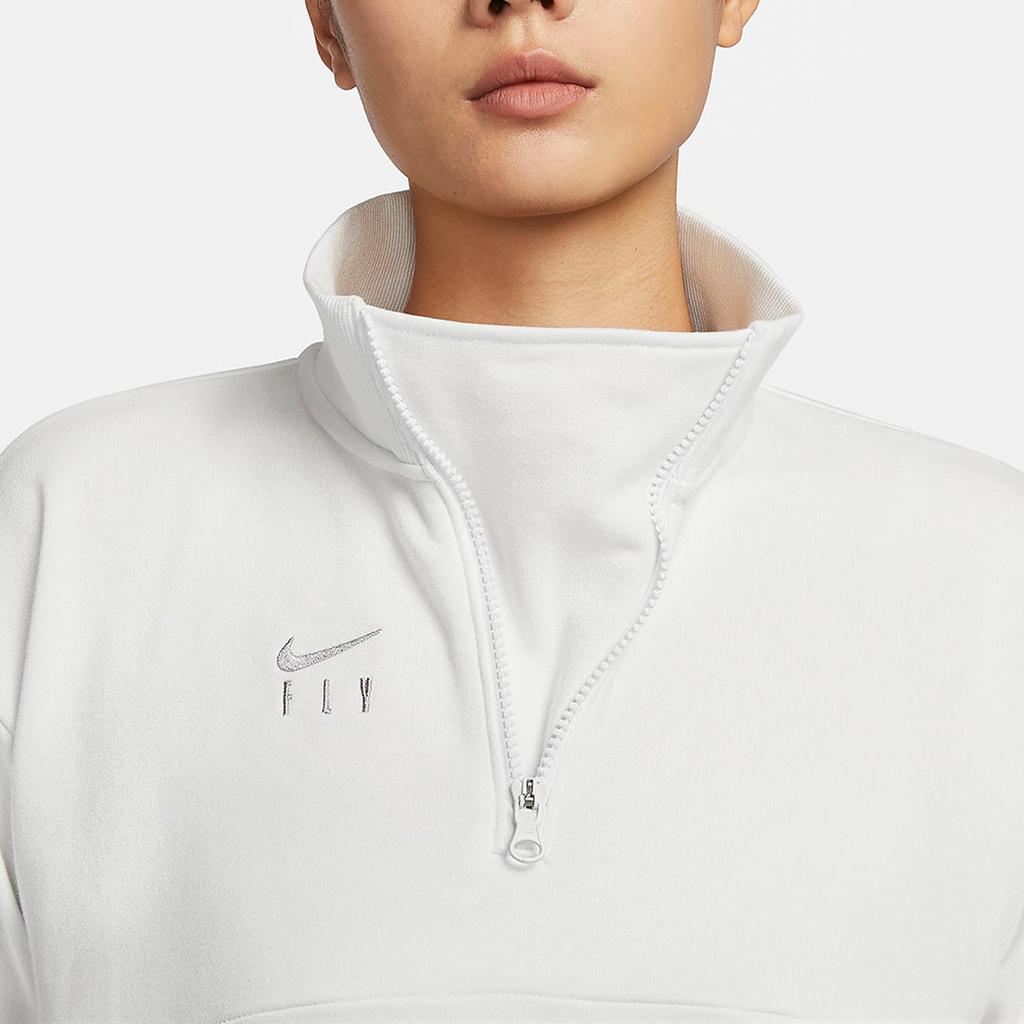 Nike Свитшот с вышитым логотипом Swoosh Fly, воротником-стойкой, молнией до половины длины, быстросохнущий, с длинными рукавами, женский свитшот Mountain-White FQ4090-121