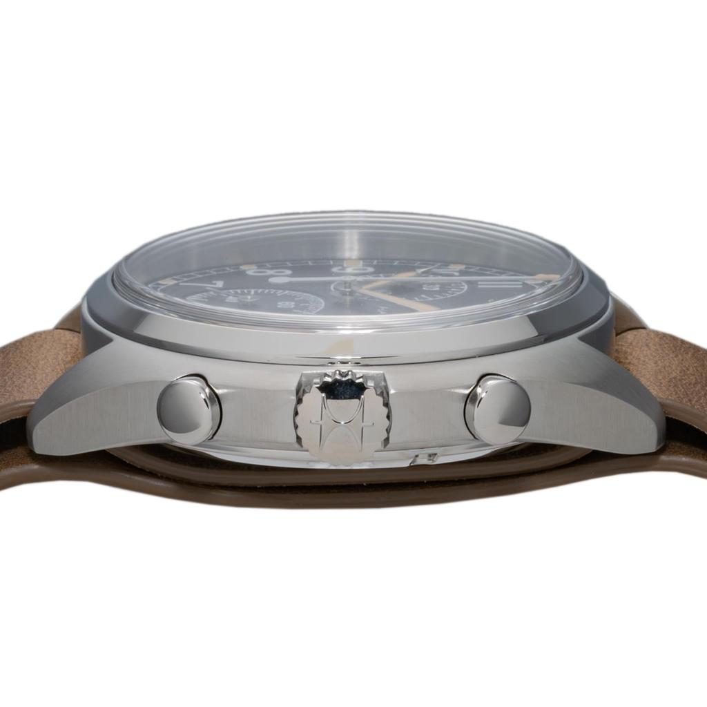 Часы Khaki Pilot Pioneer Chrono с черным циферблатом, кварцевые, водонепроницаемые, 100 м, хронограф из телячьей кожи H76522531 коричневые [Hamilton] мужские [Товар]