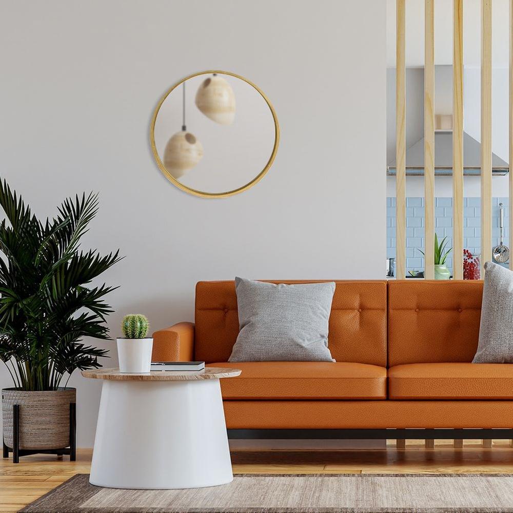 Lustro Koło Ścienne Okrągłe w Złotej Ramie na Ścianę Duże Złote Loft 50 cm