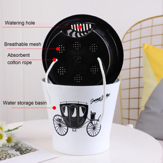 Flowerpot Water Storage Function Anti-slip PP Smooth Surface Plant Pot Patio Decor