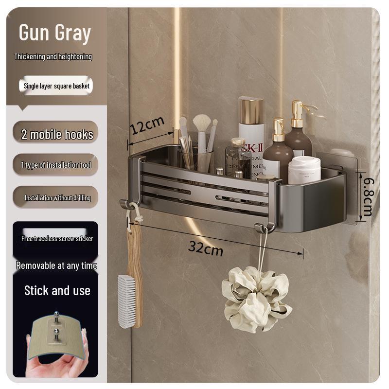 Gunmetal Punch-Free Space Aluminum Corner Bathroom Shelf