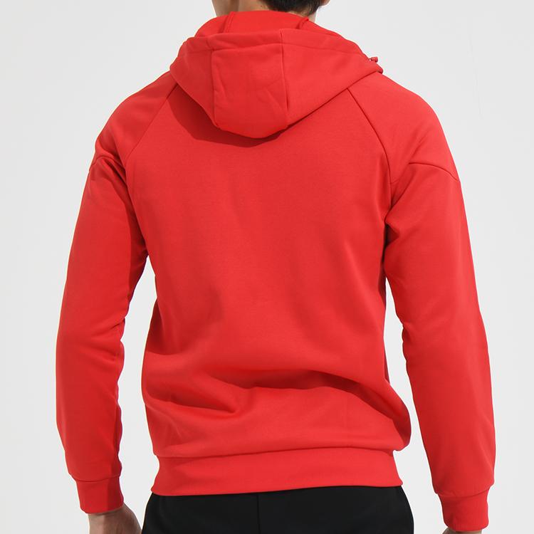 Li Ning Badminton Series Solid Color Logo Print Zipper Fleece Hoodie Men Hoodies Crimson-Red AWDSA03-3
