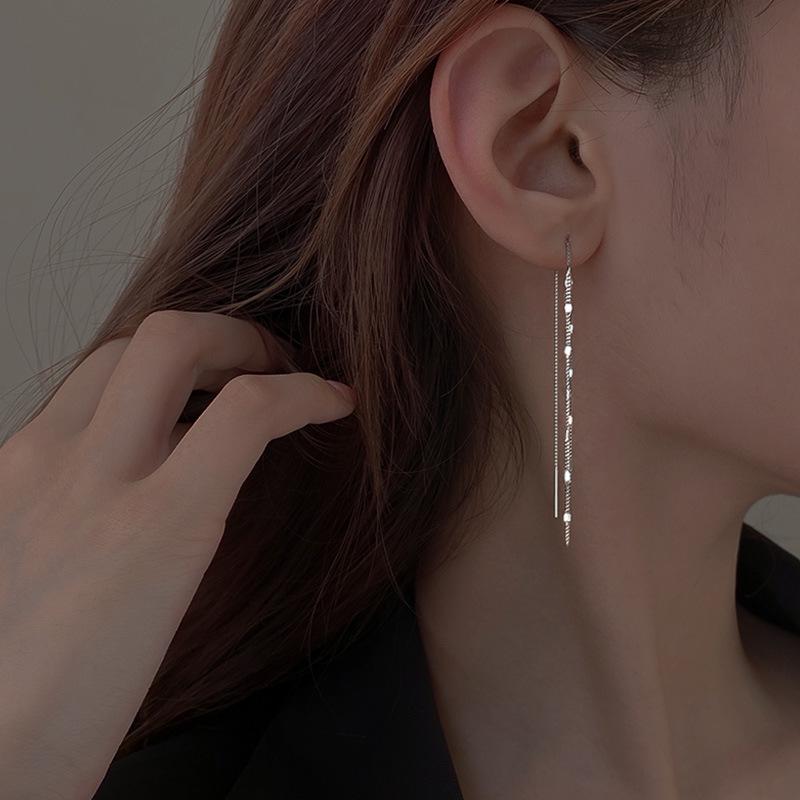 S925 Sterling Silver Tassel Earrings for Women - New 2024 Long Cold Style