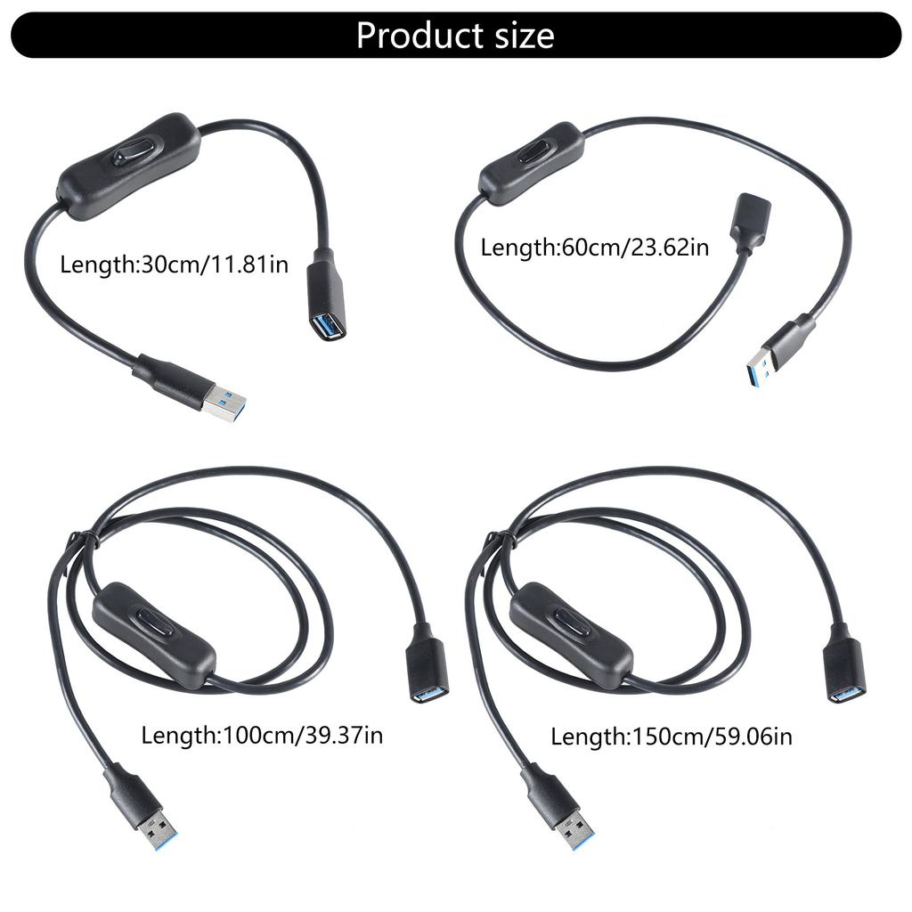 Удлинительный кабель USB 3.0 с выключателем питания, высокоскоростной передачей данных и зарядкой, светодиодный светильник для USB-вентилятора