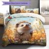 Hedgehog Pattern Bedding Home Decoration Birthday Gift (1 * duvet cover + 2 * pillowcase, without core)