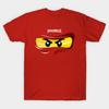 Мужская черная футболка с принтом Ninjago Глаза Красный Ниндзя Фан-арт Сделано фанатами Печать на безвырезной трансферной бумаге Хлопковая футболка