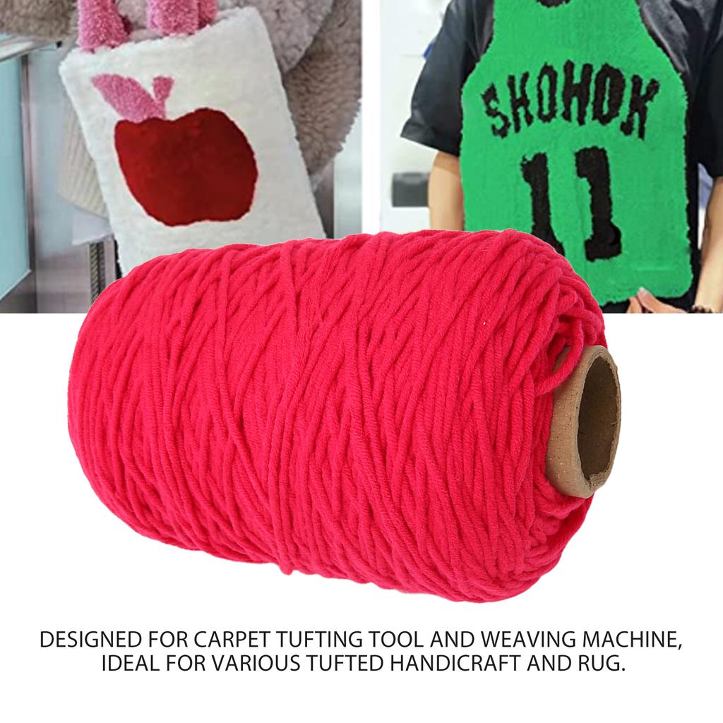 Tufting Yarn 437yd Long 0.2in Wide Soft Cotton Polyester Shrink Resistant Rug Making Yarn for Handicraft DIY Weaving