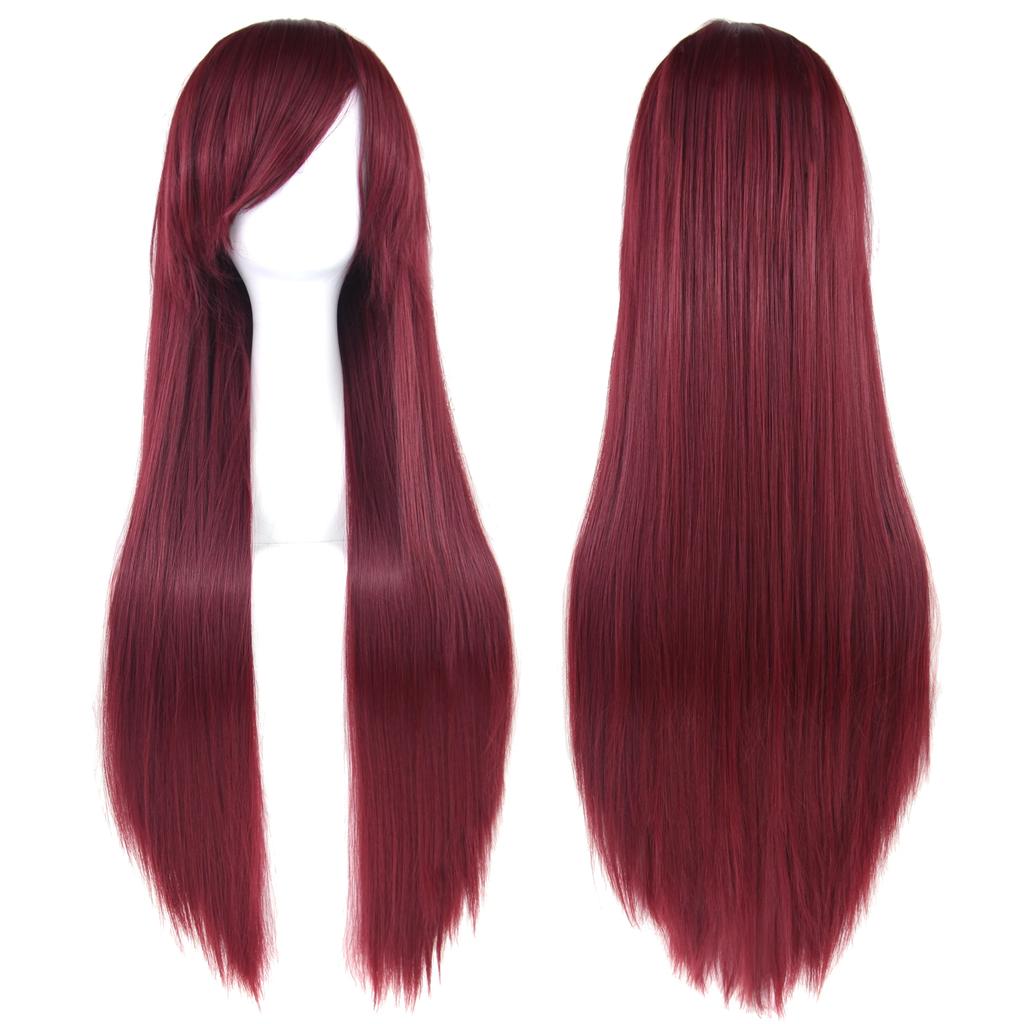 Professional 80cm Long Straight Wigs Pink Green Party Hair Accessories Synthetic Hair Cosplay Wig for Women