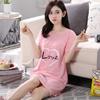 Summer Nightdress Female Cute Sweet Print Short-sleeved Girl Loose Comfortable Soft Mid-length Plus Size Nightdress Ladies Home