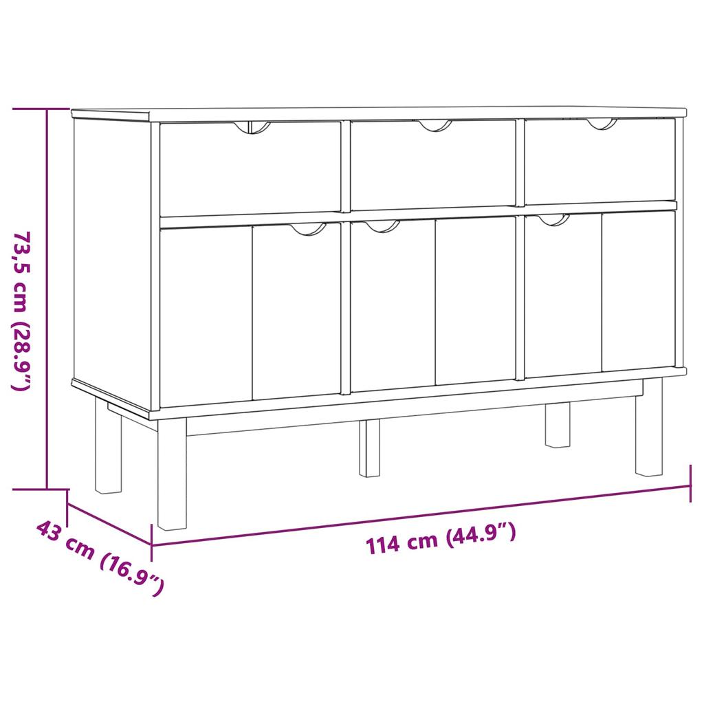 OTTA Sideboard in Brown and Black 114 x 43 x 73.5 cm