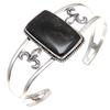 Black Obsedian Gemstone Antique Silver Jewelry Cuff Bracelets 7''Adjustable