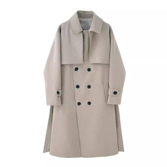 Мужская ветровка, пальто с лацканами, длинный рукав, двубортный тренчкот с карманами, однотонный свободный крой, осень-зима, средняя длина, верхняя одежда