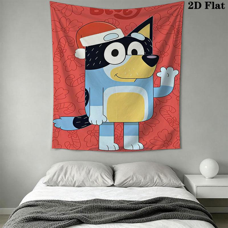 Bluey Animation Wall Hanging Printed Fabric Blanket Decorative Tapestries for Bedroom Living Room Home Decor