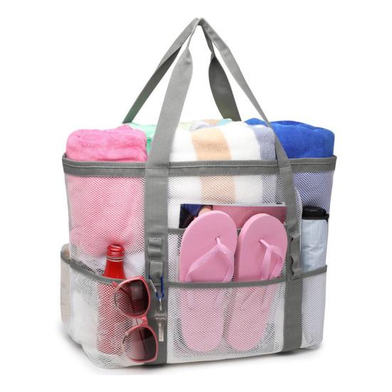 Beach Bag Hollow Mesh Drainage Large Capacity Multi Pockets Quick Dry Portable Shampoo Body Wash Soap