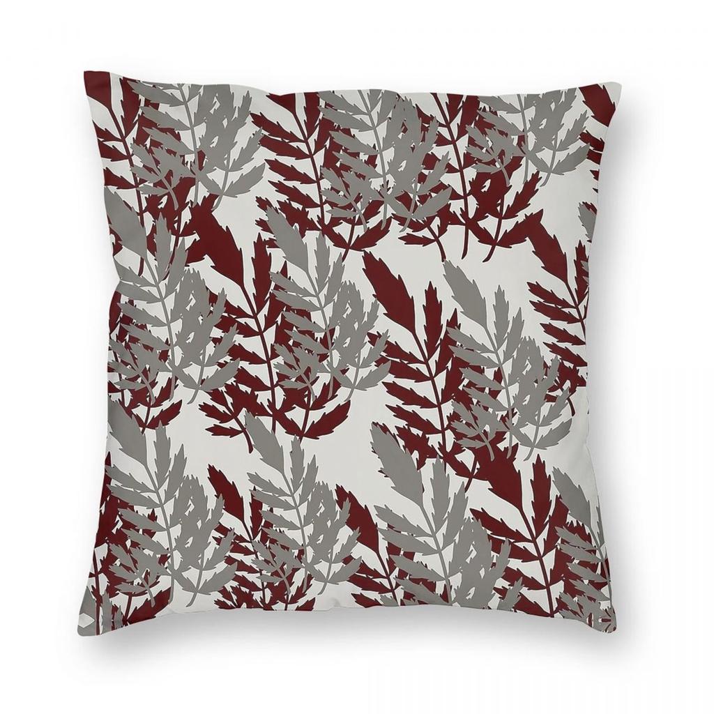 Grey Maroon Plant Square Pillowcase Polyester Linen Velvet Pattern Zip Decor Throw Pillow Case Sofa Seater Cover Wholesale x