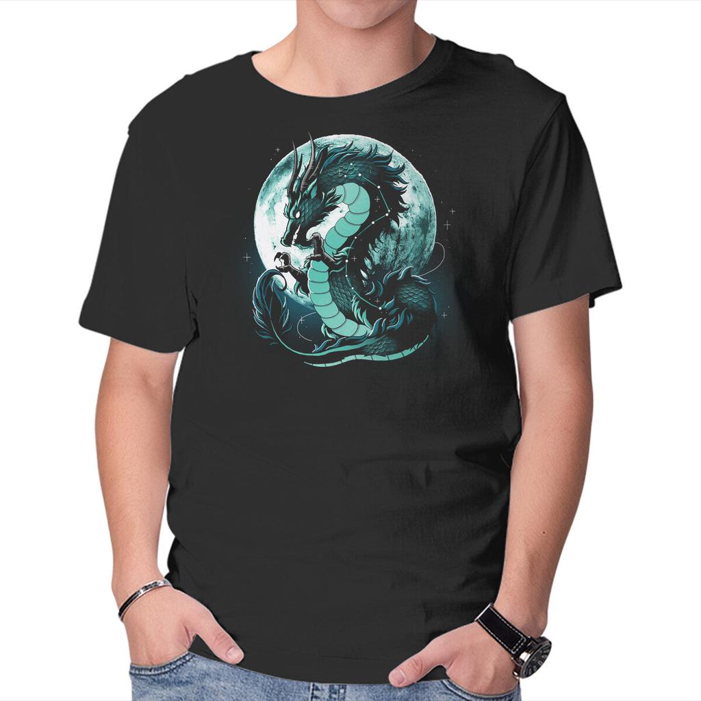 Unisex Crew Neck T-Shirt Dragon Moonlight Graphic Short Sleeve Casual Tee