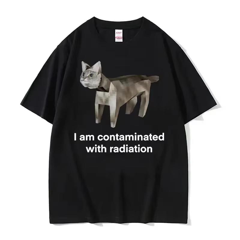 I Eat Cement Funny Meme Cat Print T-Shirt Unisex Y2K Gothic Round T-shirt Print Crew Neck Lightweight Casual T Shirt