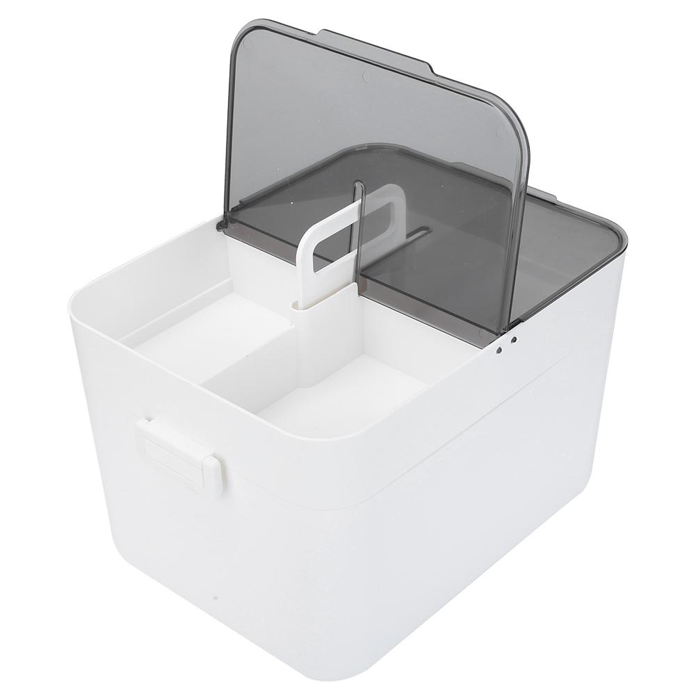 Ящик для хранения, большой, двухслойный, офисный, белый, пластиковый отсек, пылезащитный, аптечка