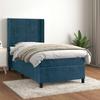 Box Spring Bed with Mattress Dark Blue 100x200 cm Velvet